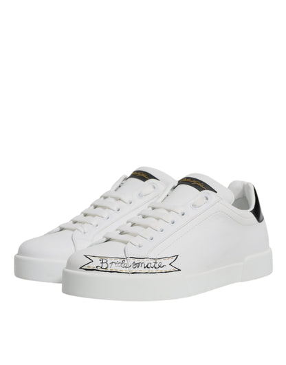 Dolce & Gabbana White Leather Low Top Lace Up Sneakers Men's Shoes (Pre-Owned)