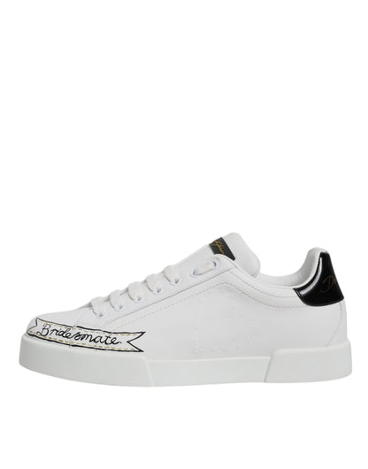 Dolce & Gabbana White Leather Low Top Lace Up Sneakers Men's Shoes (Pre-Owned)