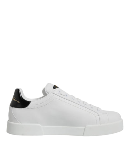 Dolce & Gabbana White Leather Low Top Lace Up Sneakers Men's Shoes (Pre-Owned)