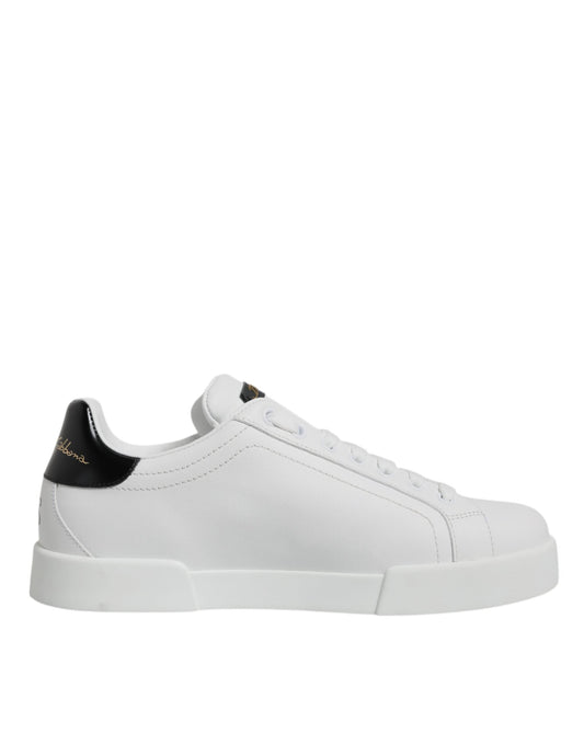 Dolce & Gabbana White Leather Low Top Lace Up Sneakers Men's Shoes (Pre-Owned)