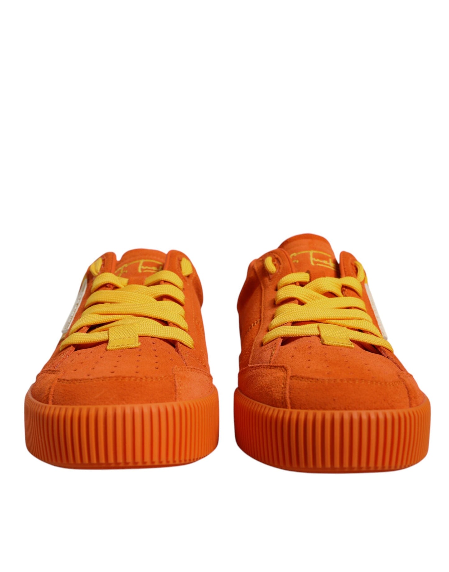 Dolce & Gabbana Orange Miami Leather Low Top Sneakers Men's Shoes