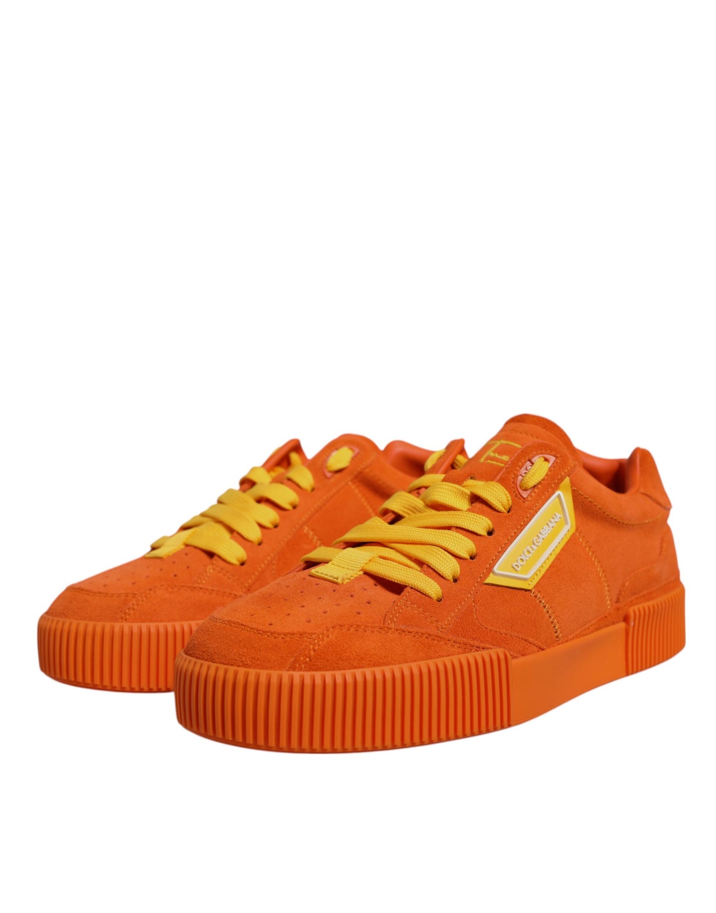 Dolce & Gabbana Orange Miami Leather Low Top Sneakers Men's Shoes