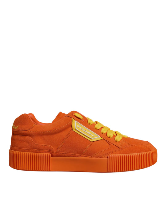 Dolce & Gabbana Orange Miami Leather Low Top Sneakers Men's Shoes