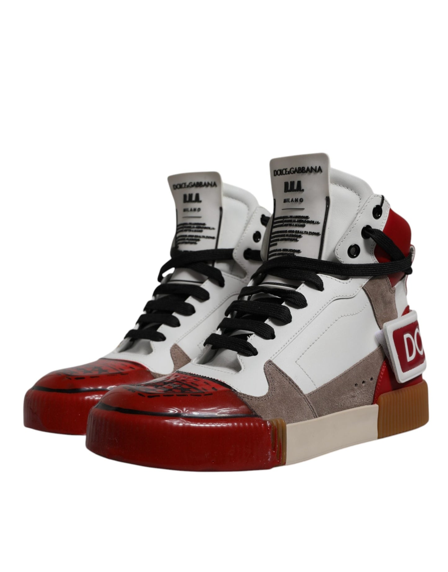 Dolce & Gabbana Multicolor Leather High Top Sneakers Men's Shoes
