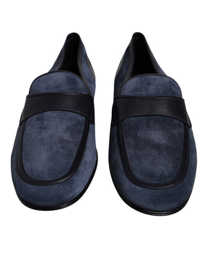 Dolce & Gabbana Blue Suede Leather Men's Loafer Moccasin Men's Shoes
