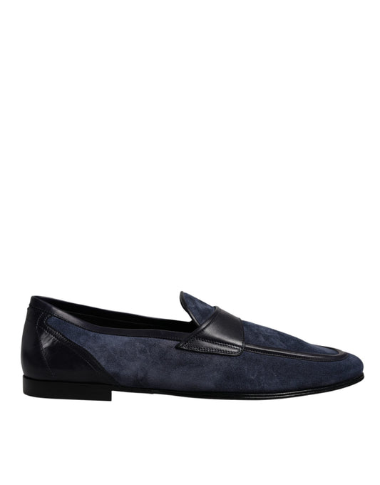 Dolce & Gabbana Blue Suede Leather Men's Loafer Moccasin Men's Shoes