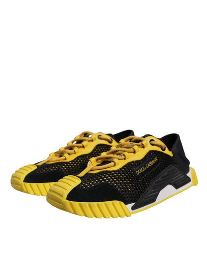Dolce & Gabbana Black Yellow Low Top NS1 Sneakers Men's Shoes
