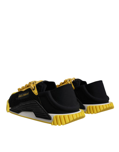 Dolce & Gabbana Black Yellow Low Top NS1 Sneakers Men's Shoes