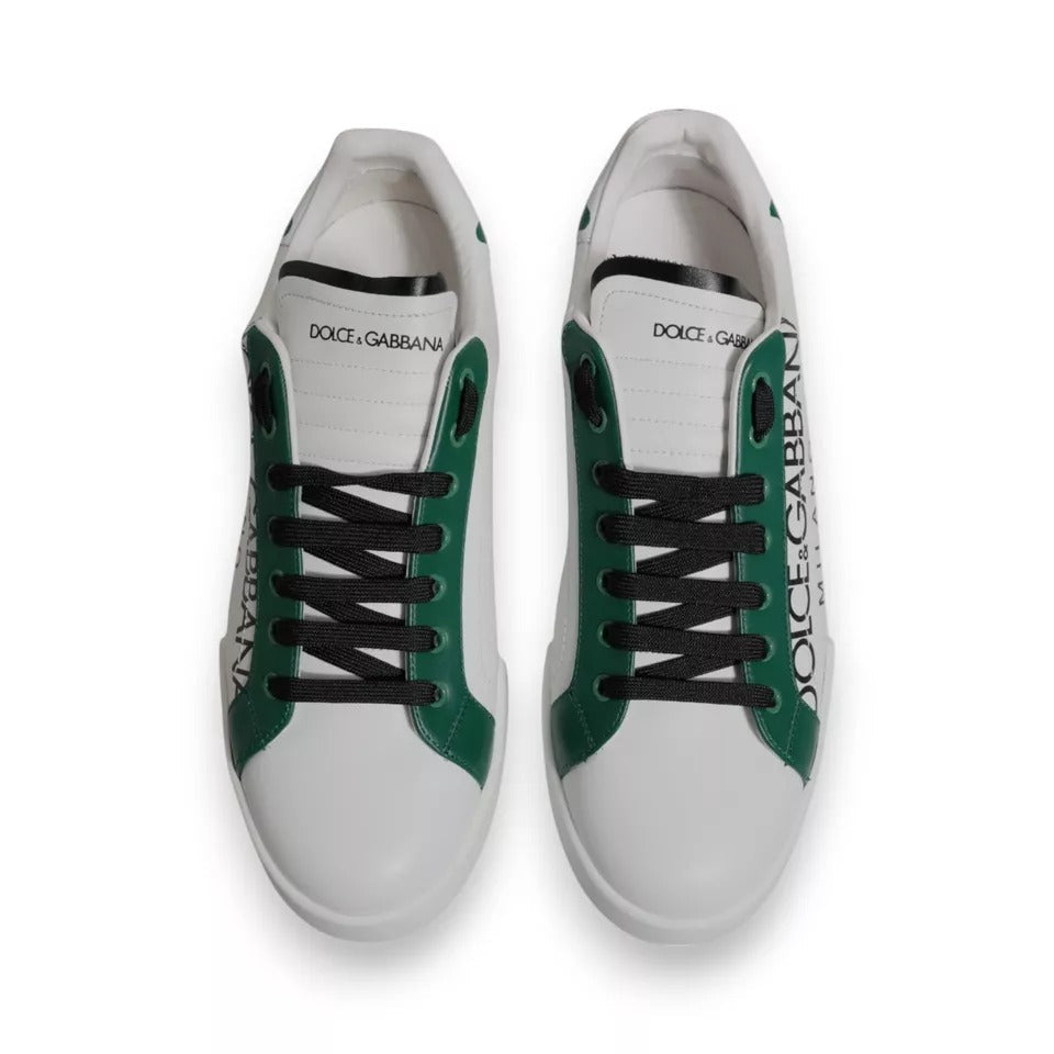 Dolce & Gabbana White Green Leather Crown Milano Sneakers Men's Shoes (Pre-Owned)