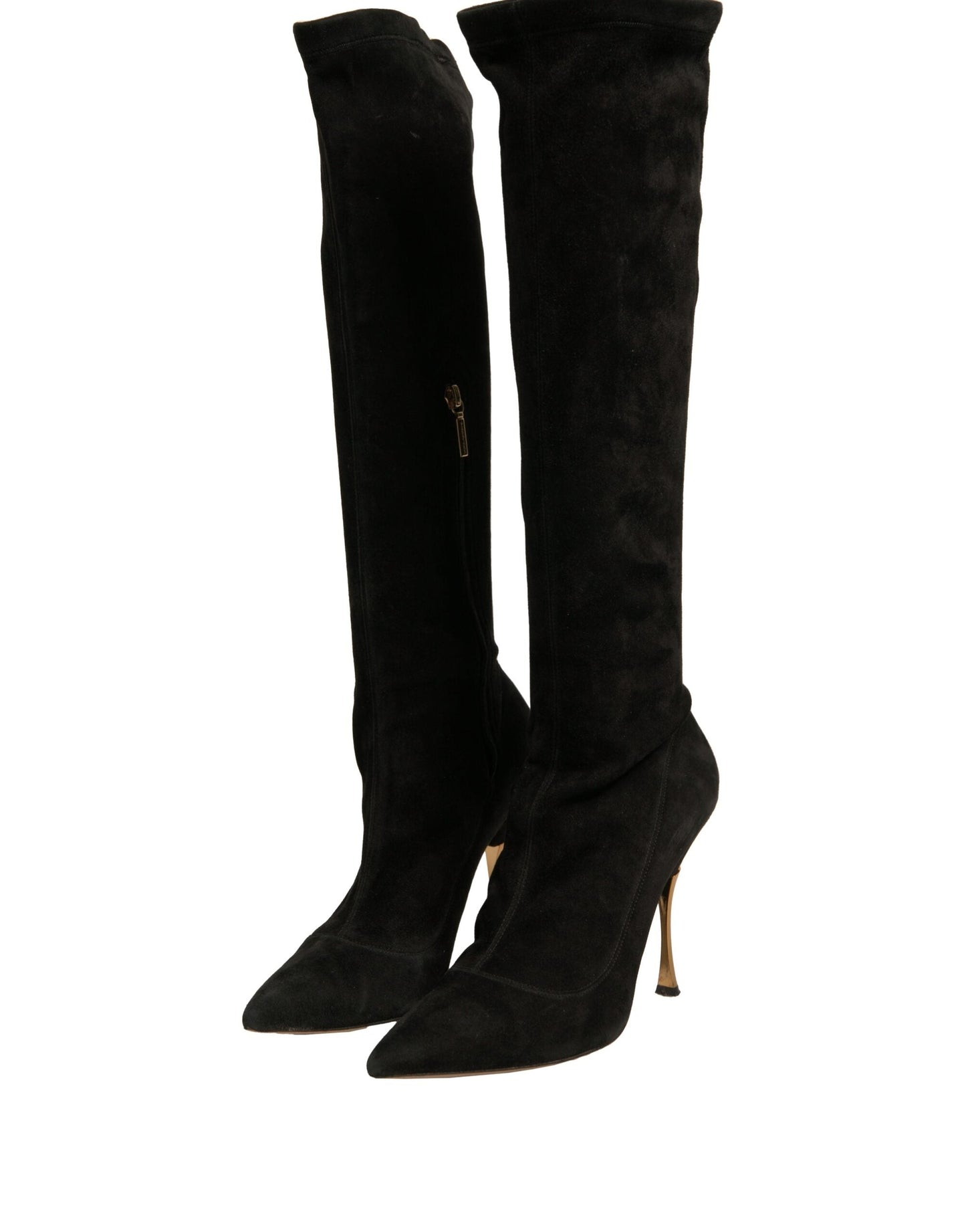 Dolce & Gabbana Black Suede Stiletto Knee High Boots Women's Shoes (Pre-Owned)