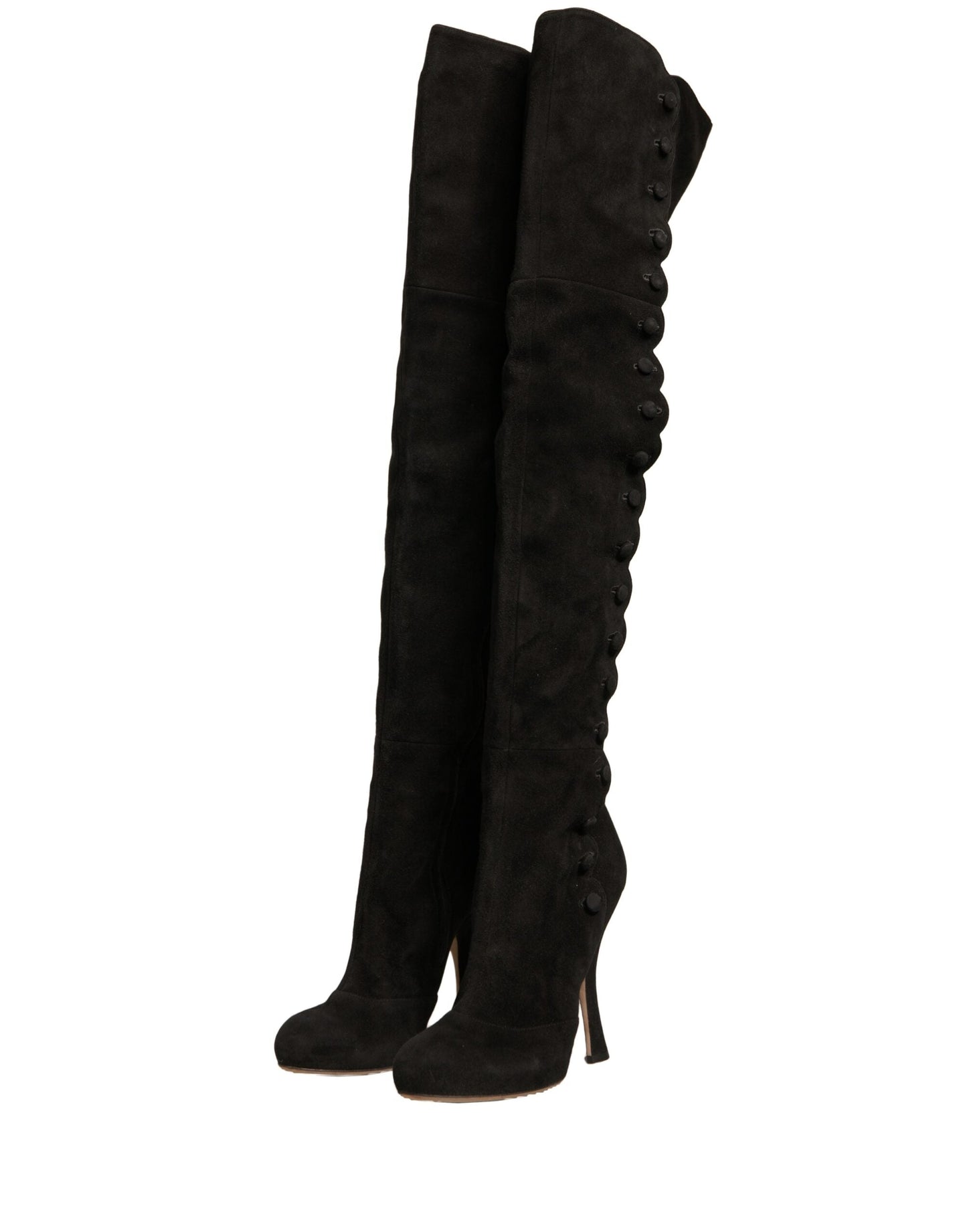 Dolce & Gabbana Black Suede Heels Knee High Boots Women's Shoes (Pre-Owned)