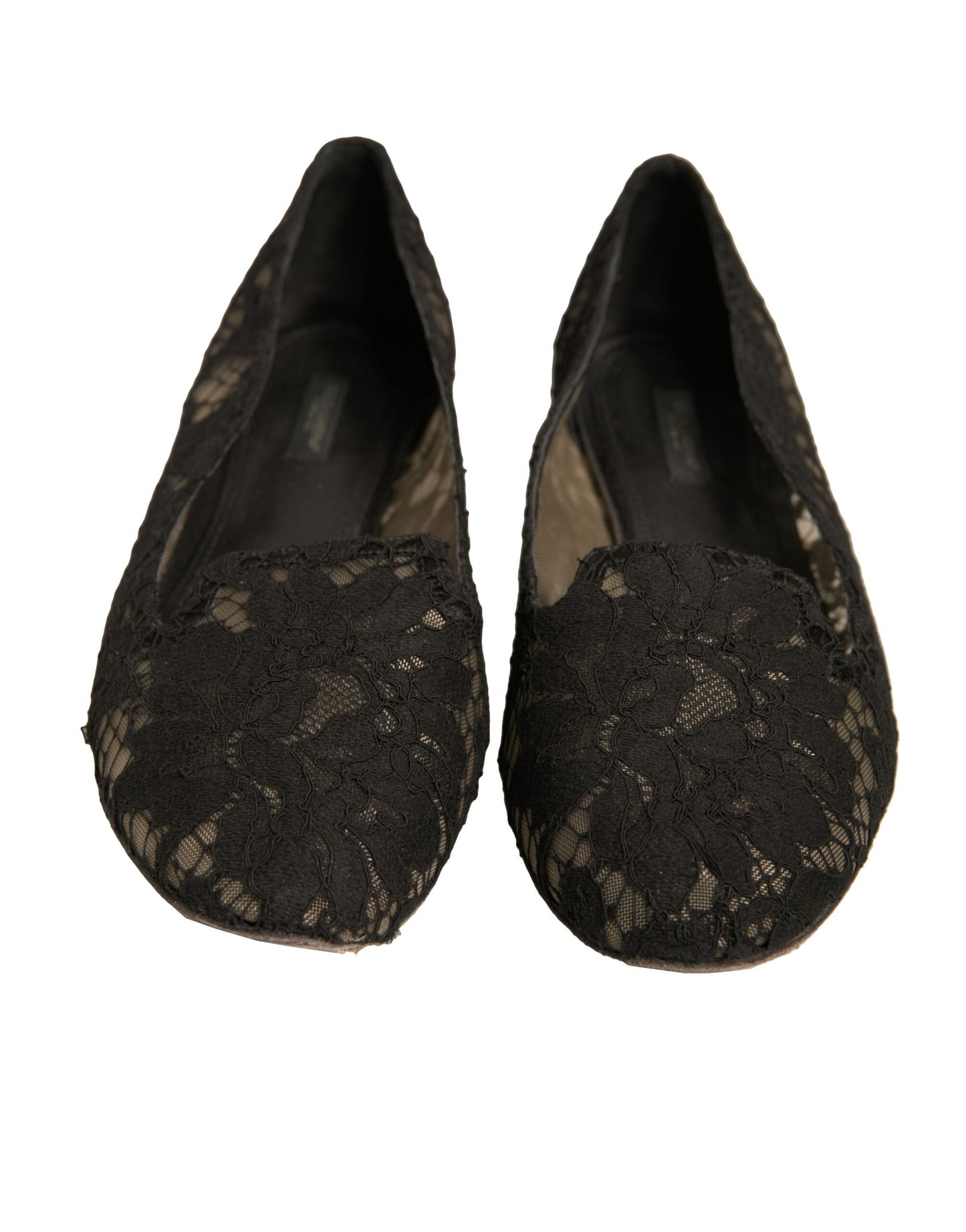 Dolce & Gabbana Black Taormina Lace Slip On Flats Women's Shoes (Pre-Owned)
