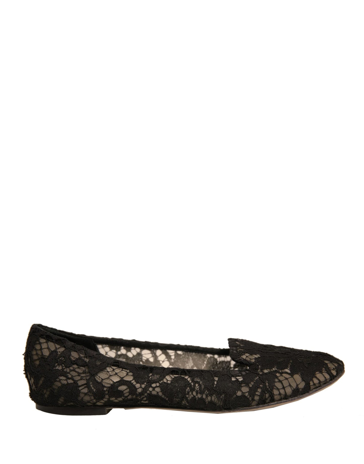 Dolce & Gabbana Black Taormina Lace Slip On Flats Women's Shoes (Pre-Owned)