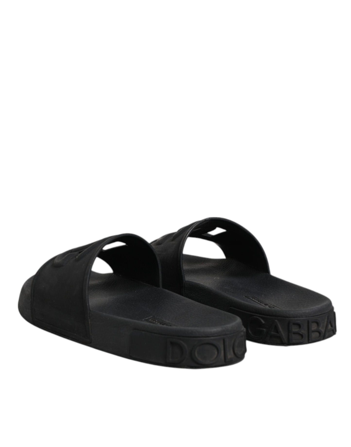 Dolce & Gabbana Black Rubber Slides Sandals Beachwear Women's Shoes (Pre-Owned)