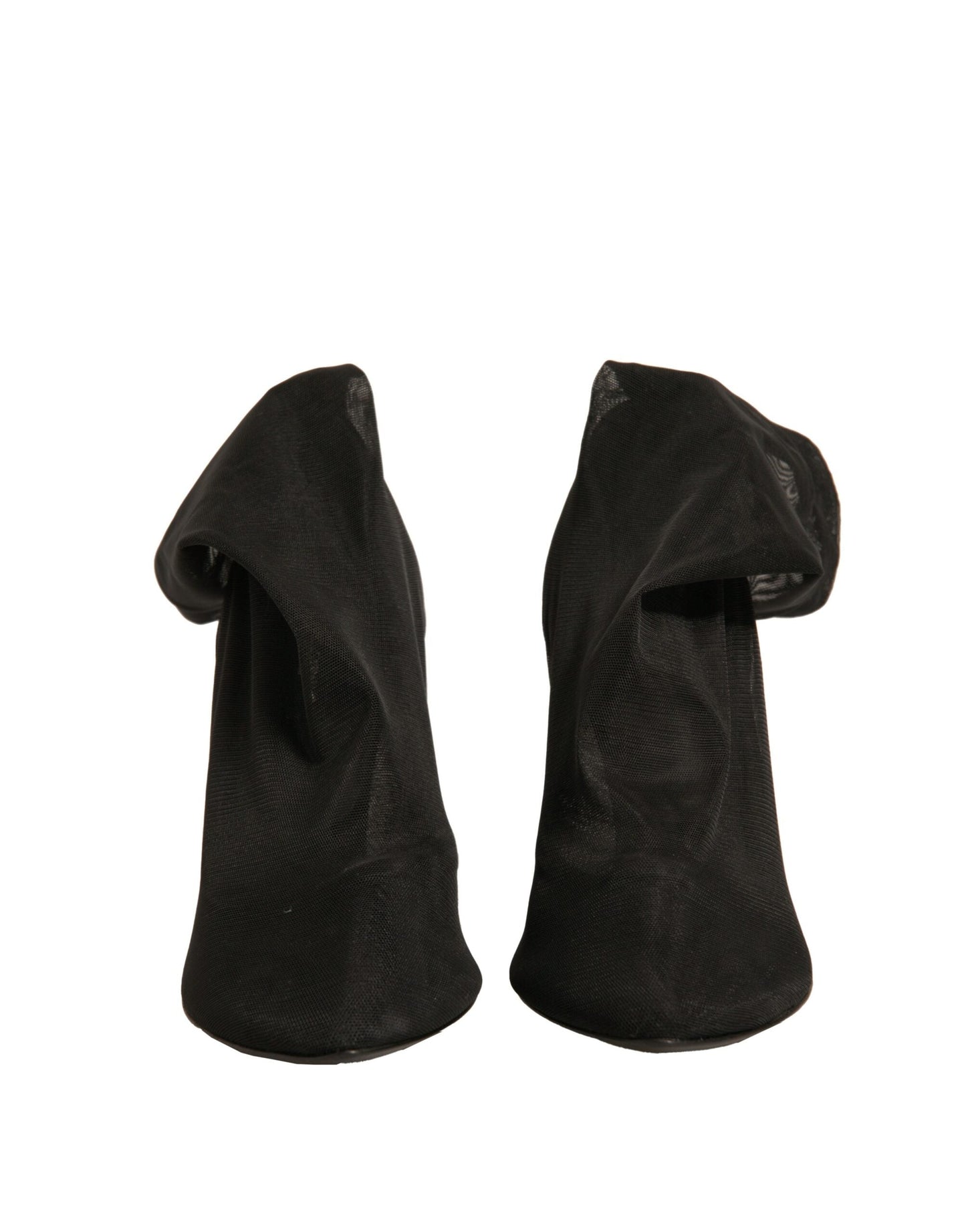 Dolce & Gabbana Black Silk Mesh Sock Style Heels Boots Women's Shoes (Pre-Owned)