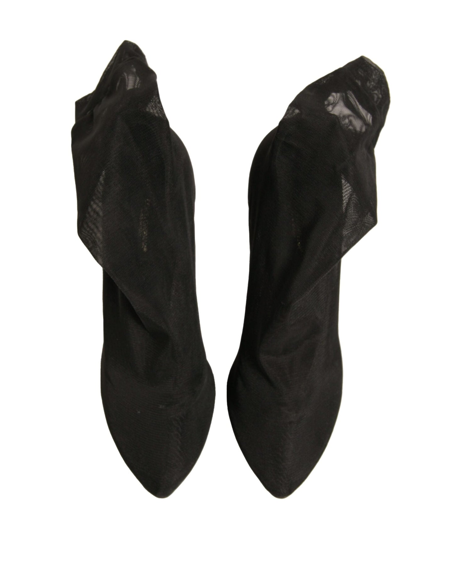 Dolce & Gabbana Black Silk Mesh Sock Style Heels Boots Women's Shoes (Pre-Owned)