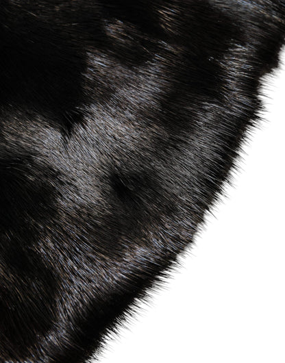 Dolce & Gabbana Black Fur Shawl Neck Wrap Cover Collar Women's Scarf