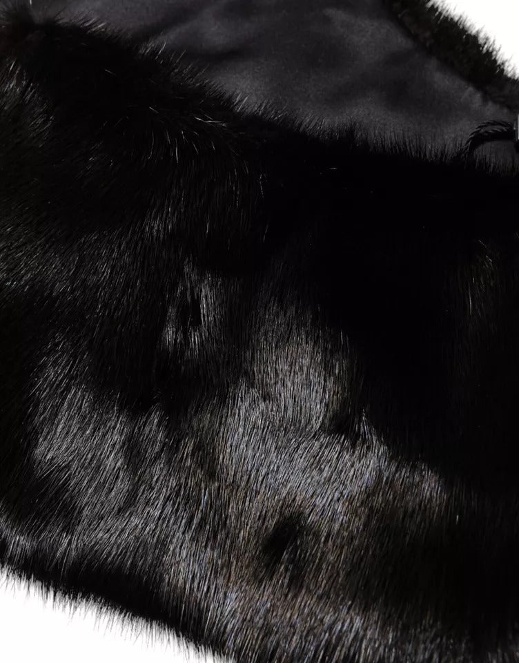 Dolce & Gabbana Black Fur Shawl Neck Wrap Cover Collar Women's Scarf