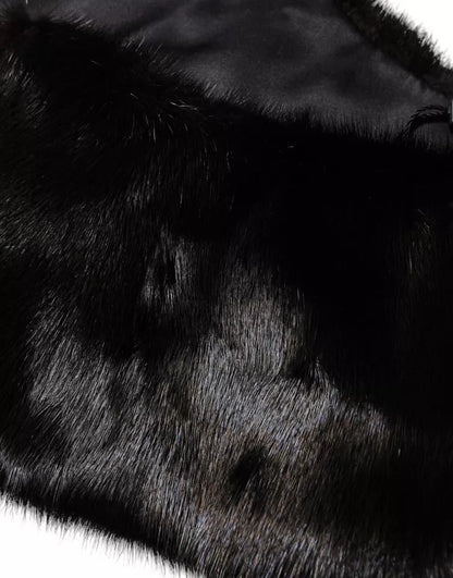 Dolce & Gabbana Black Fur Shawl Neck Wrap Cover Collar Women's Scarf