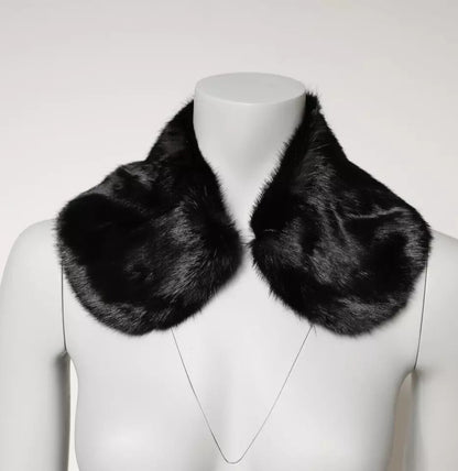Dolce & Gabbana Black Fur Shawl Neck Wrap Cover Collar Women's Scarf