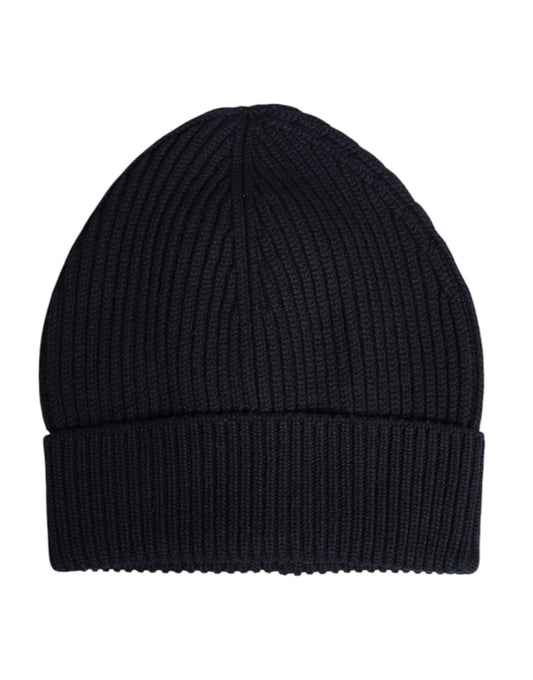 Dolce & Gabbana Black Cashmere Knitted Winter Beanie Men's Hat