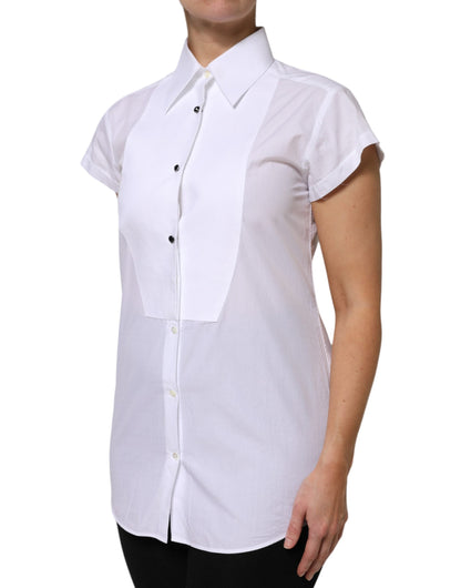 Dolce & Gabbana White Cotton Short Sleeves Collared Polo Women's Top