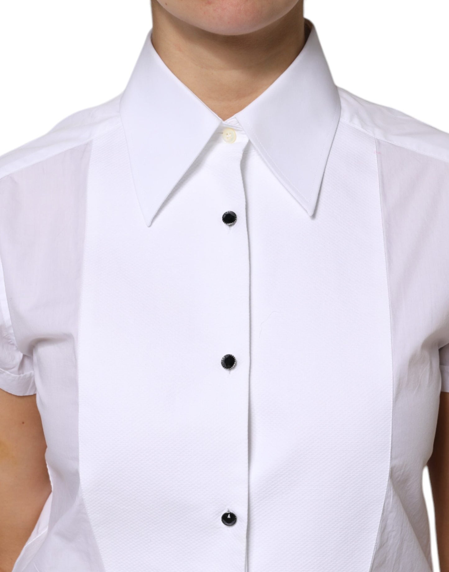 Dolce & Gabbana White Cotton Short Sleeves Collared Polo Women's Top
