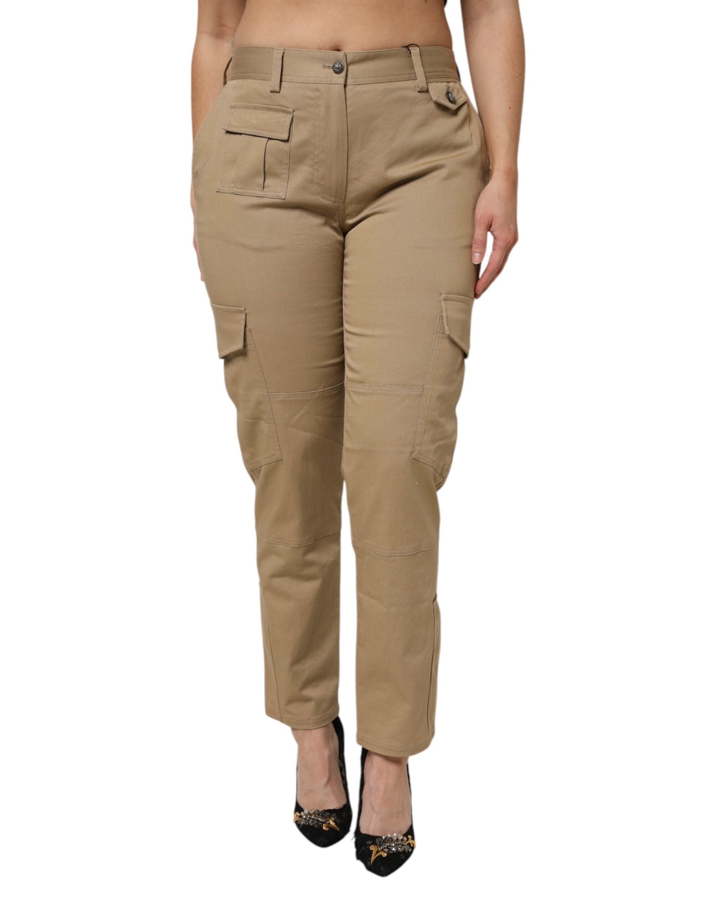 Dolce & Gabbana Brown Cotton Cargo Tapered Women's Pants