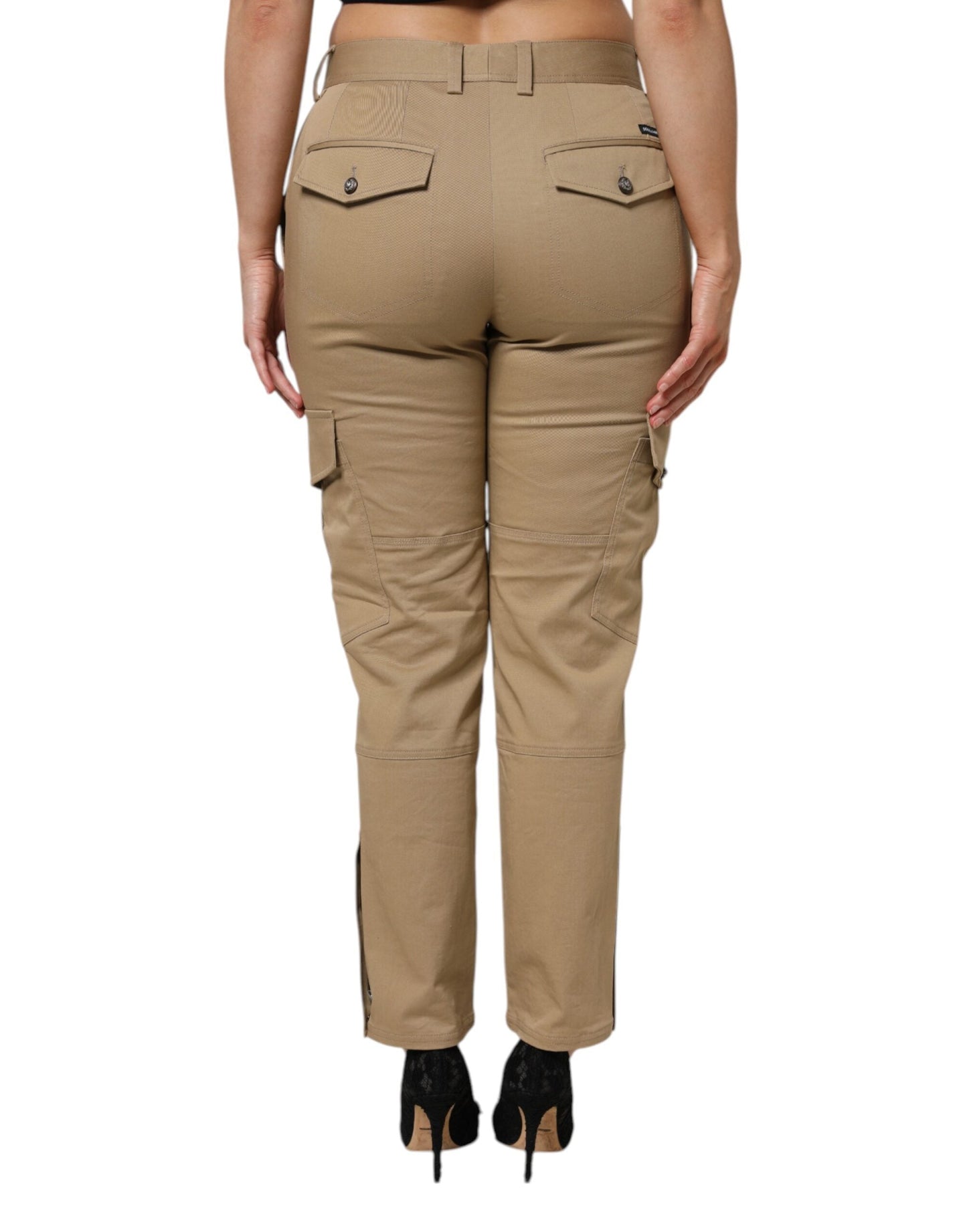 Dolce & Gabbana Brown Cotton Cargo Tapered Women's Pants