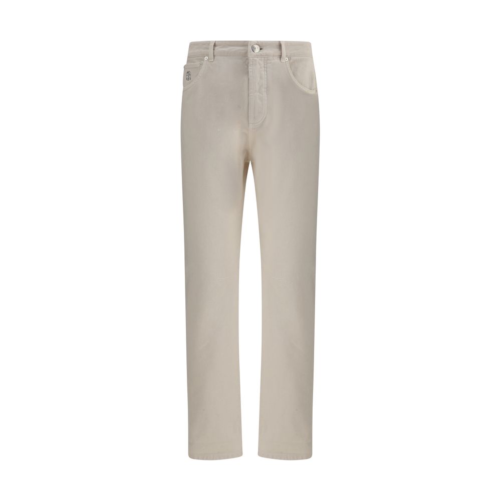 Brunello Cucinelli Cream Cotton Jeans Men's Denim