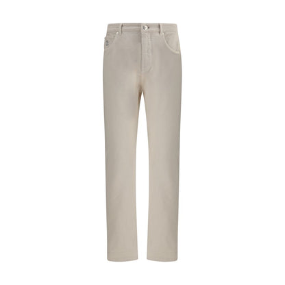 Brunello Cucinelli Cream Cotton Jeans Men's Denim