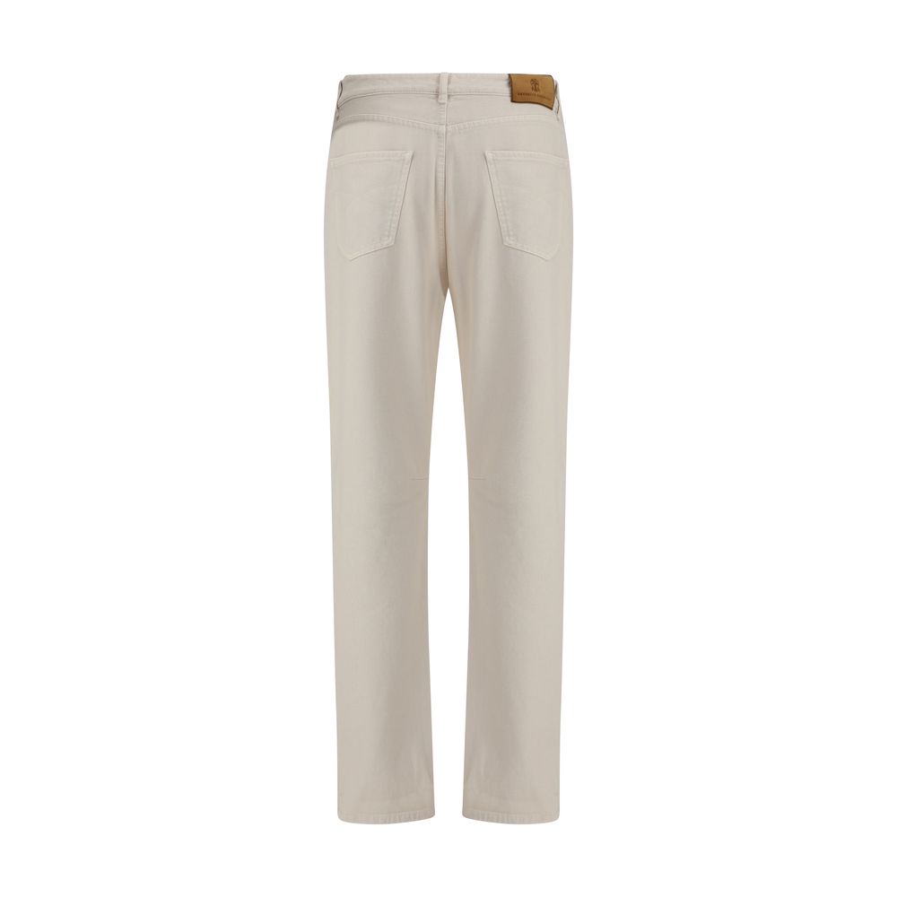 Brunello Cucinelli Cream Cotton Jeans Men's Denim