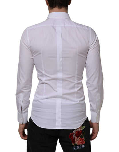 Dolce & Gabbana White Cotton GOLD Bib Poplin Formal Men's Shirt
