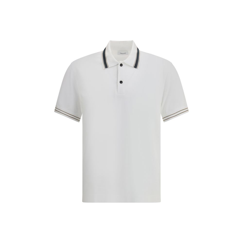 Ferragamo White Cotton Polo Men's Shirt