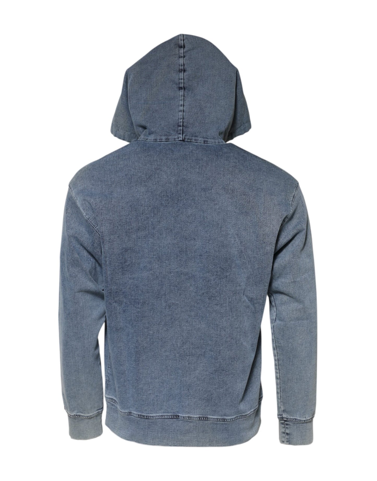 Dolce & Gabbana Blue Cotton Blend Hooded Sweatshirt Men's Sweater