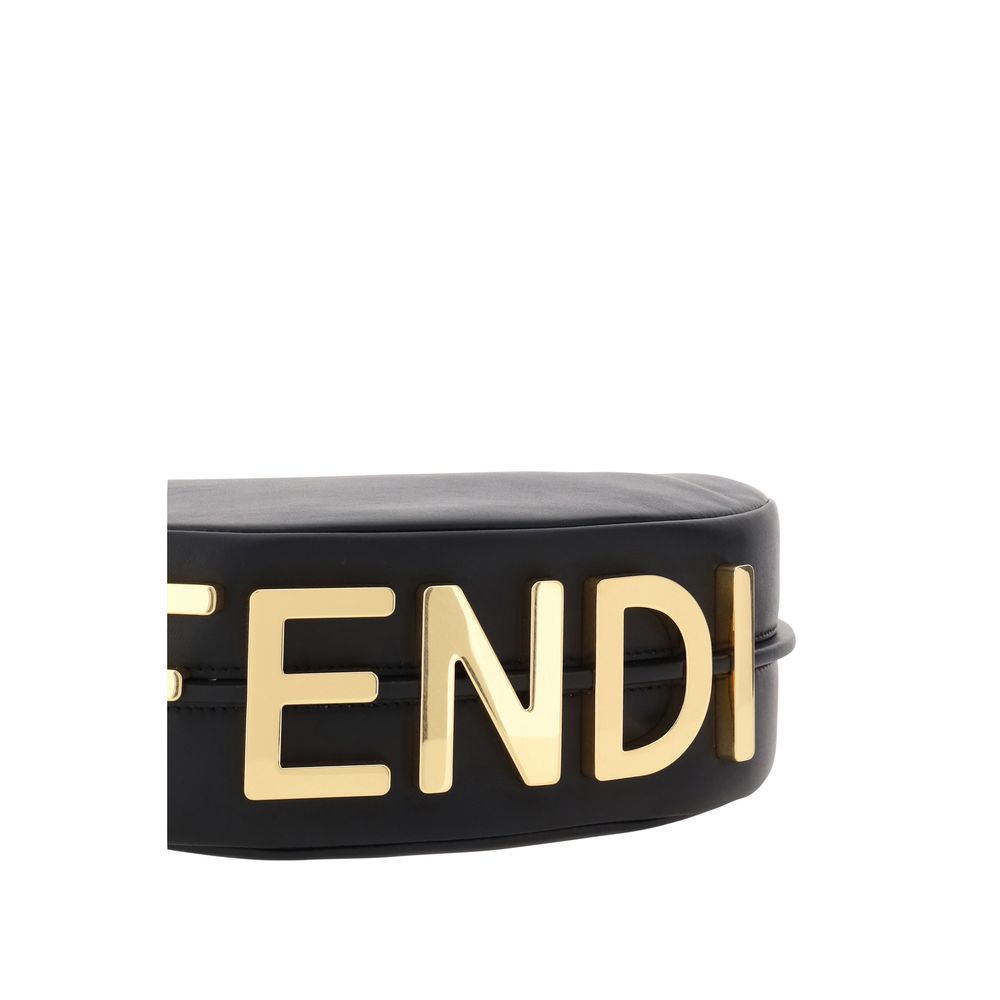 Fendi Black Calf Leather Bos Taurus Shoulder Women's Bag