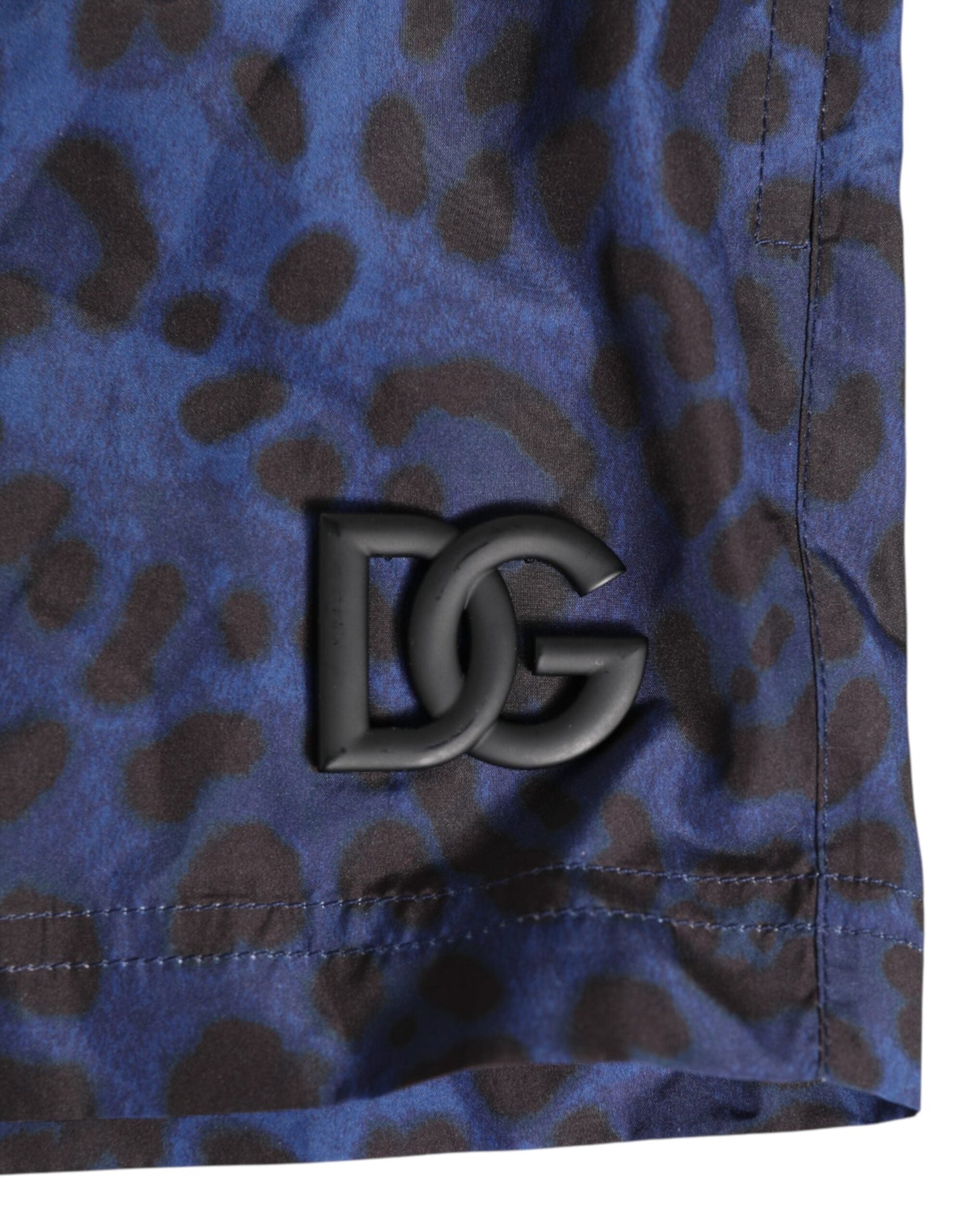 Dolce & Gabbana Blue Leopard Print Polyester Elastic Waistband Men's Swimwear