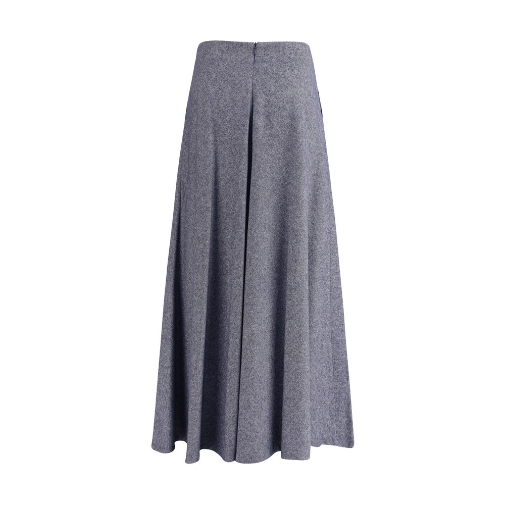 Sara Roka Blue Cotton Midi Women's Skirt
