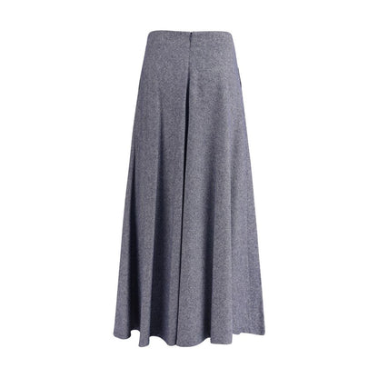 Sara Roka Blue Cotton Midi Women's Skirt