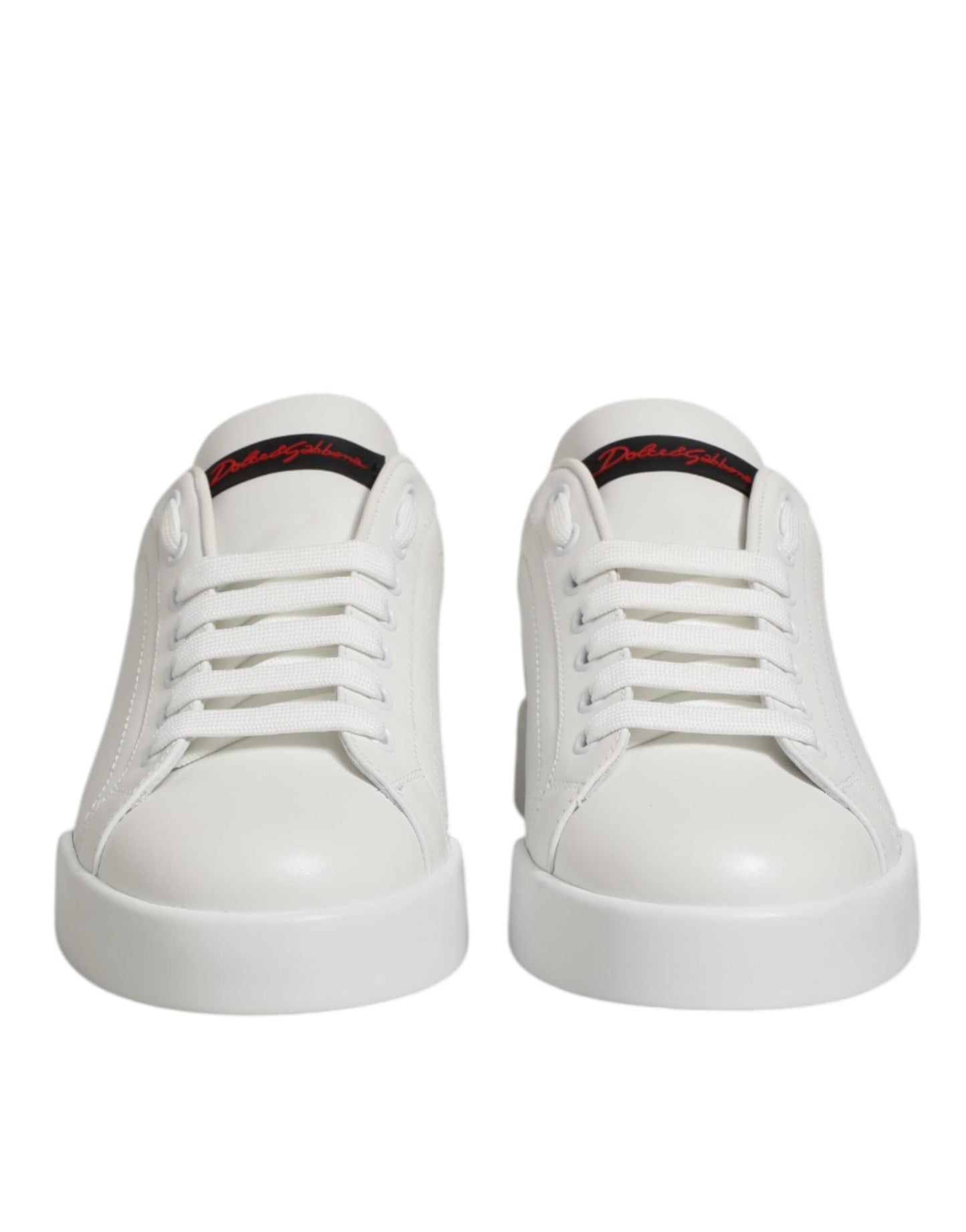 Dolce & Gabbana White Leather Lace Up Low Top Sneakers Men's Shoes