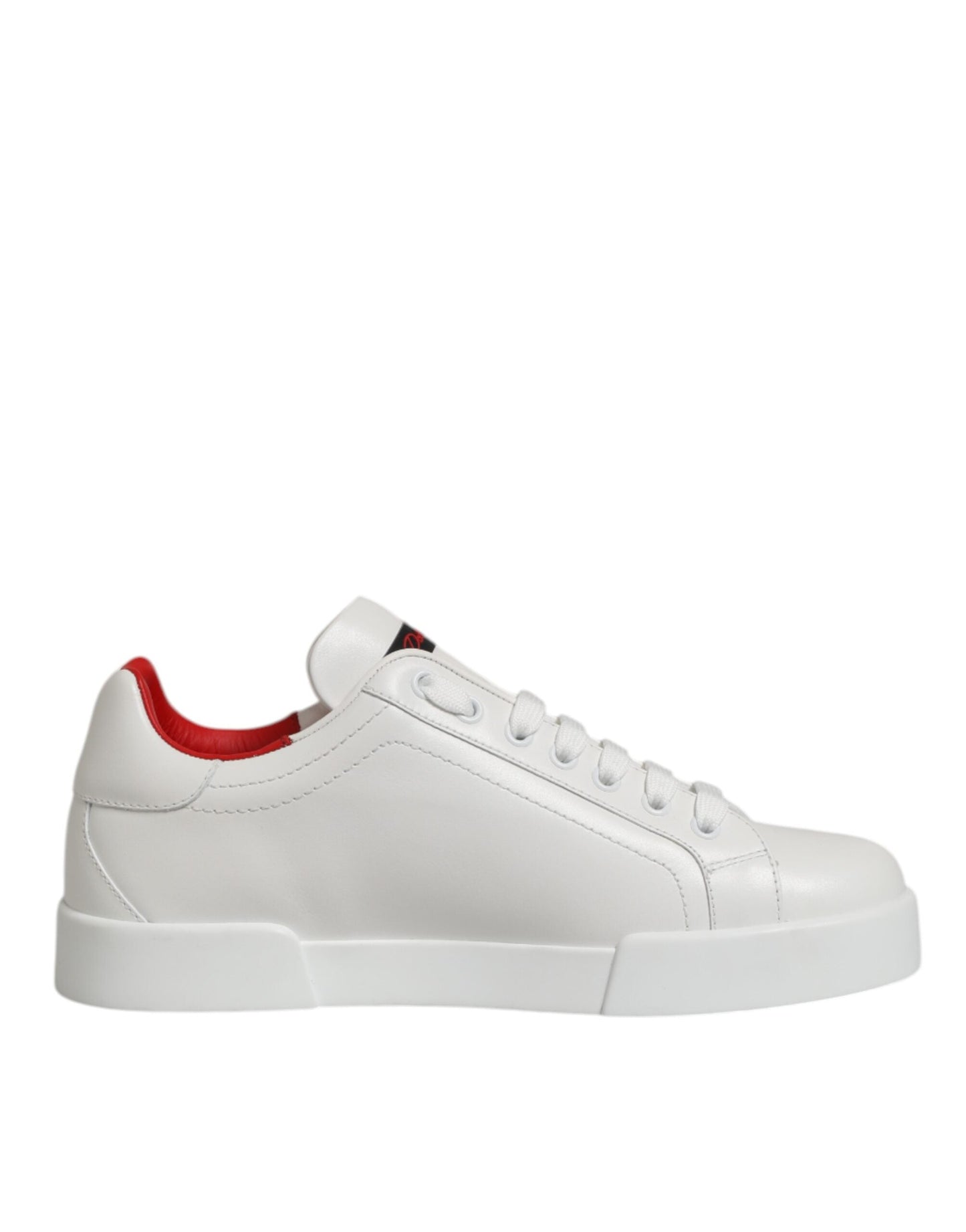 Dolce & Gabbana White Leather Lace Up Low Top Sneakers Men's Shoes