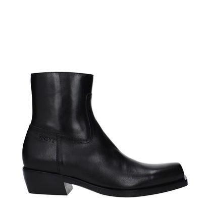 Versace Black Leather Ankle Men's Boots
