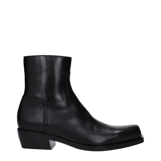 Versace Black Leather Ankle Men's Boots