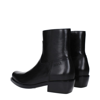 Versace Black Leather Ankle Men's Boots