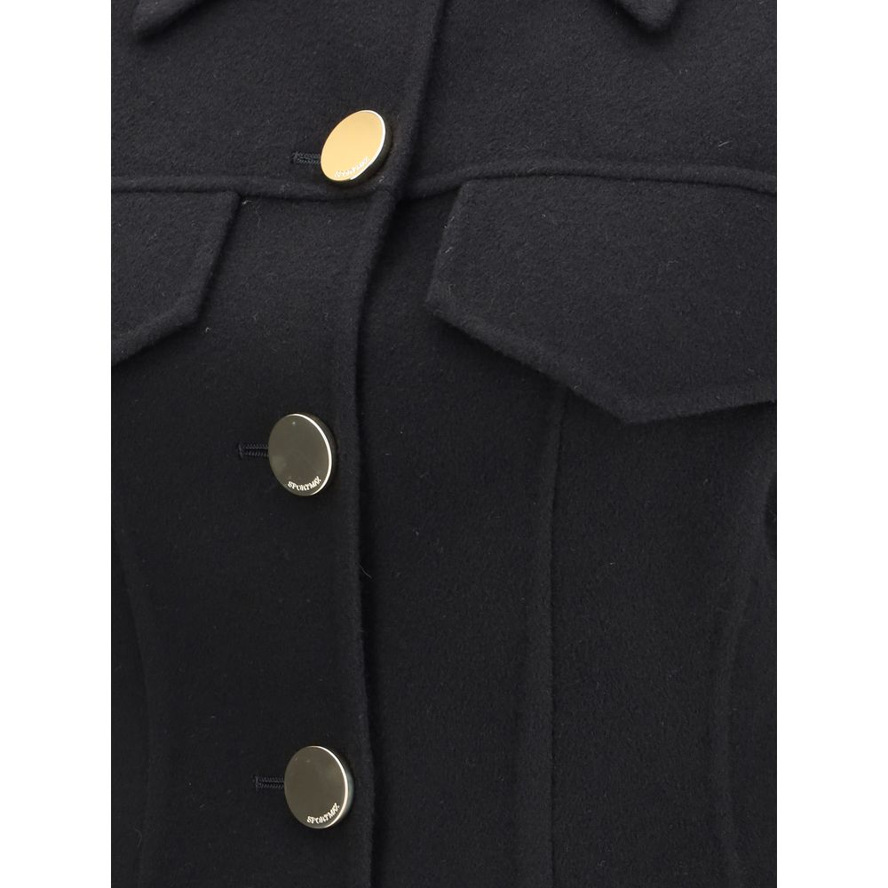 Max Mara Black Fleece Wool Women's Coat