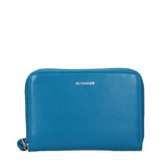 Jil Sander Blue Leather Women's Wallet