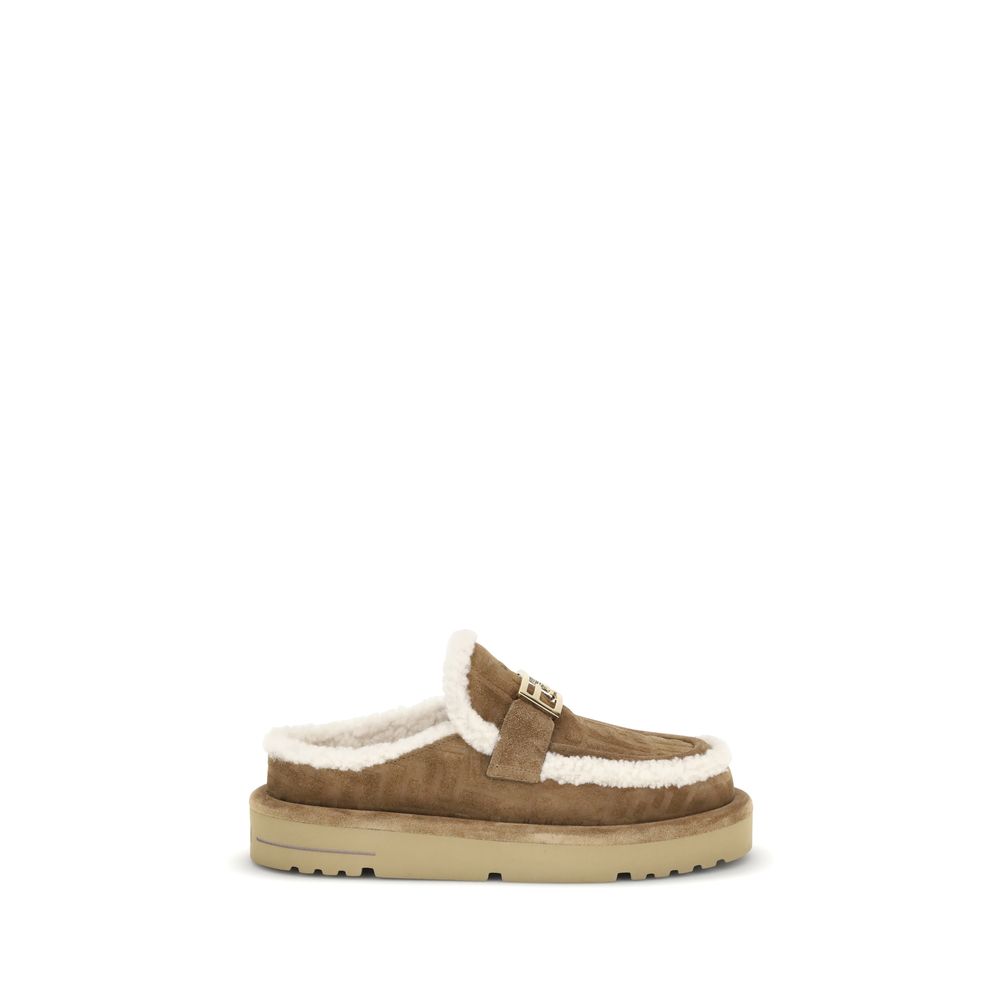 Fendi Beige Leather Women's Mules