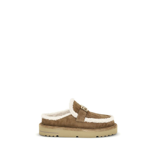 Fendi Beige Leather Women's Mules