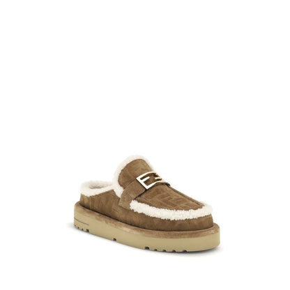Fendi Beige Leather Women's Mules