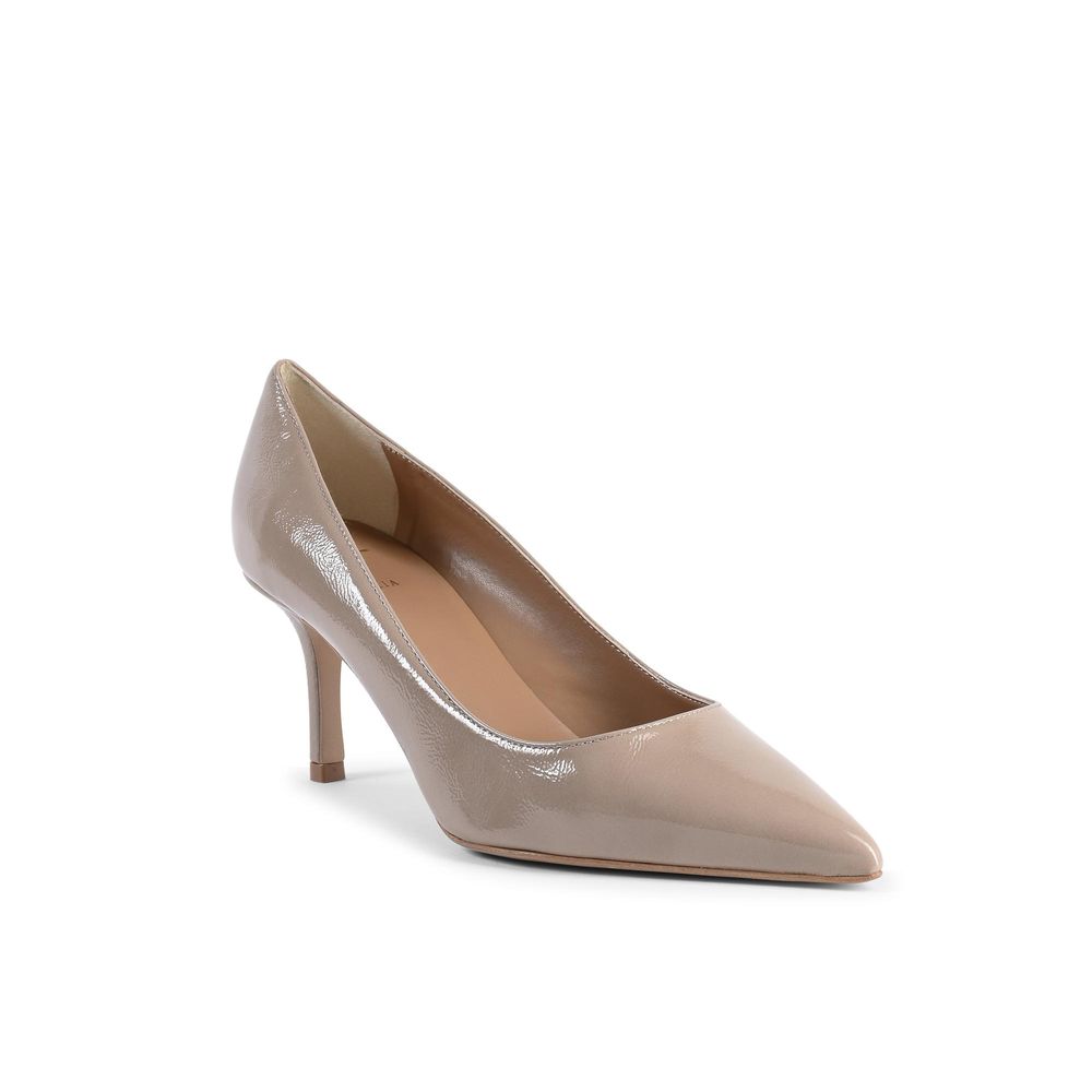 19V69 Italia Beige Leather Mid Heel Women's Pumps